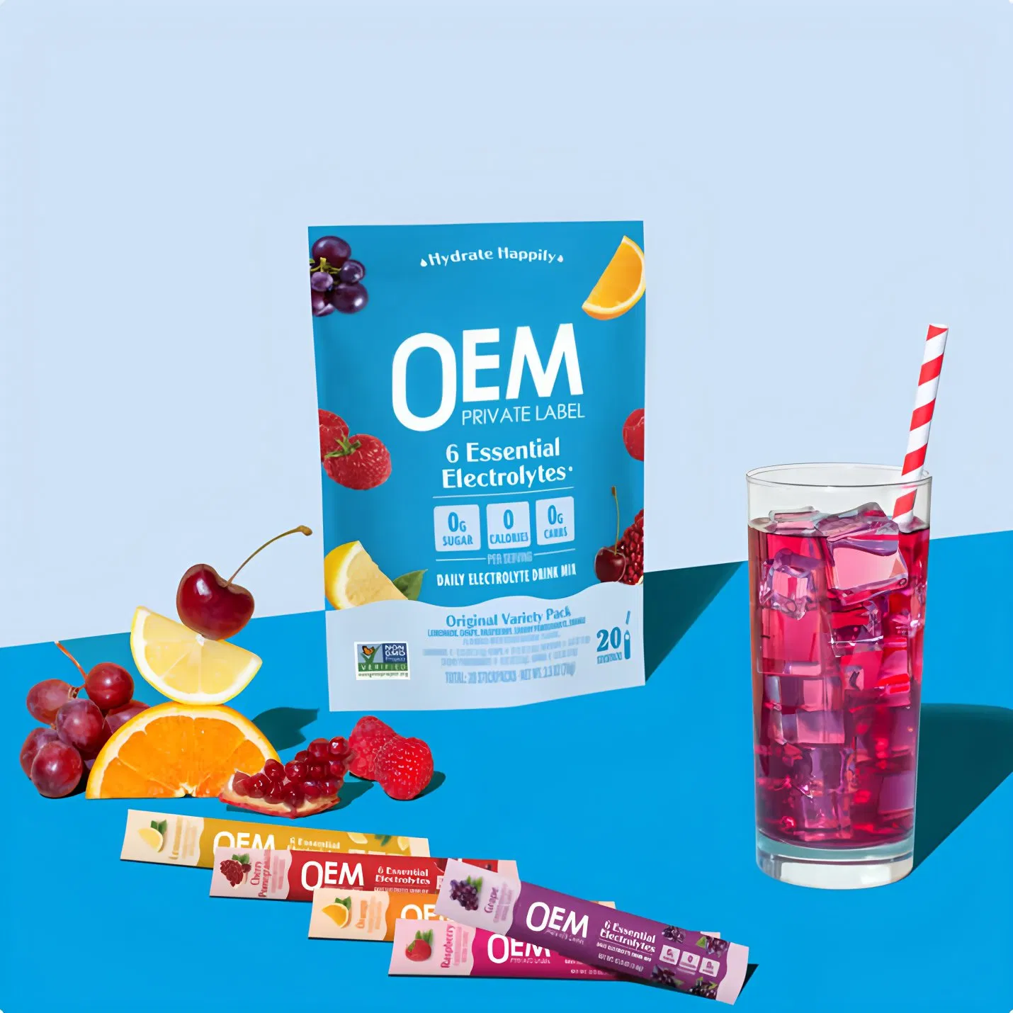 OEM ODM Private Label Electrolyte Powder Sports Drink Vitamin Sugar Free Energy Rehydration Pre-Workout Electrolyte Drink