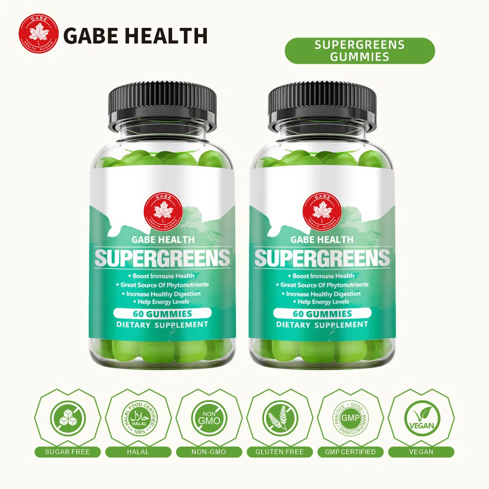 Supergreens Gummies, 40+ Organic Superfoods, Probiotics & Enzymes for Energy, Digestion, Gut Health & Bloating