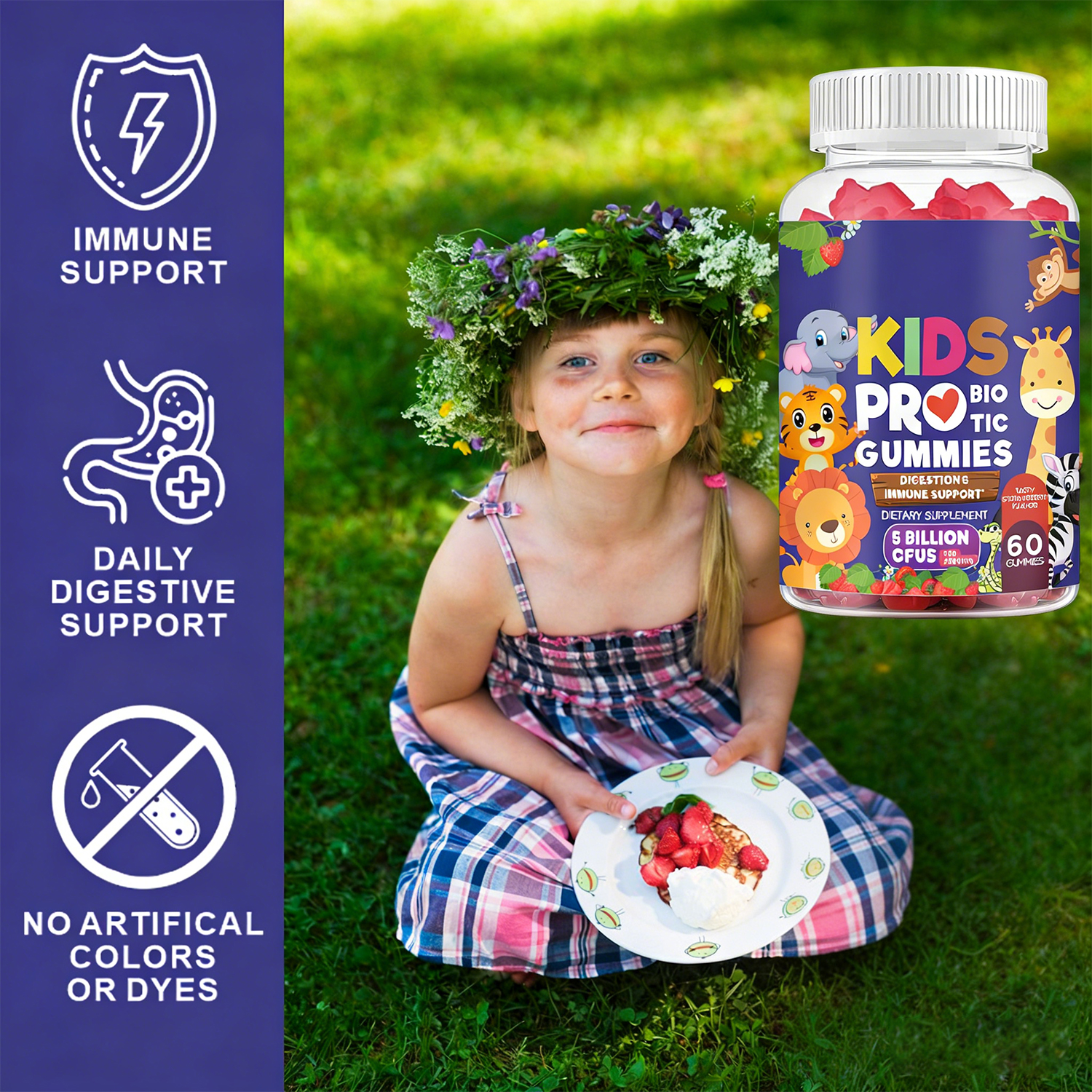 WELLBODY Private Label OEM Probiotic Gummies Health Dietary Fiber Vitamins Supplement for Kids &amp; Adults Natural
