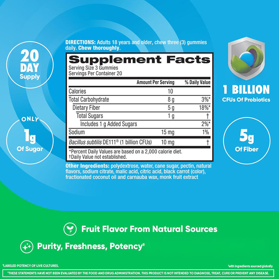 OEM Factory Prebiotic Fiber Probiotic Digestive Gummies 1 Billion Cfu Gut Health Slim Support