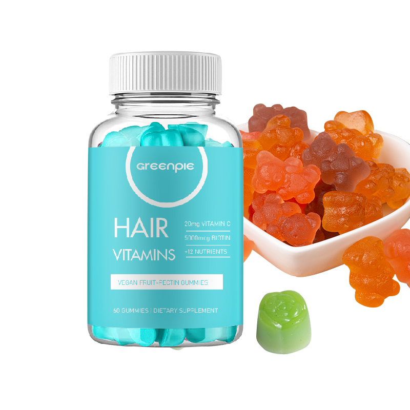 Greenpie Multivitamin Bears Private Label Vitamins for Hair Nails Growth Biotin Gummy Candies All Natural Ingredients