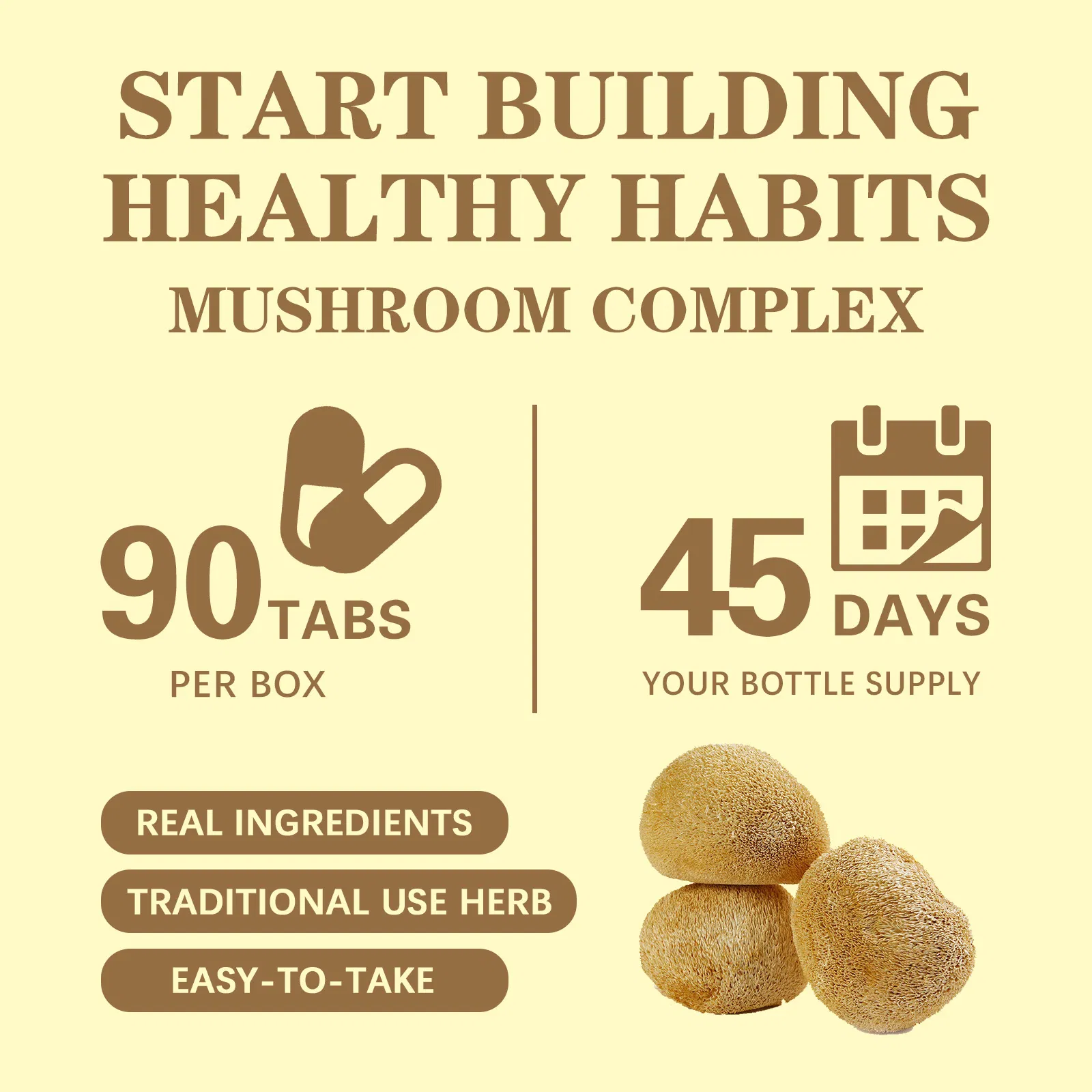 High Quality - Mushroom Complex Capsules, Nootropics Brain Supplements for Memory and Focus