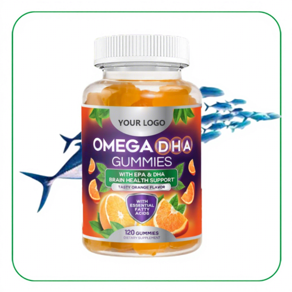 Ausreson Private Label Herbal Fish Oil Omega 3 Gummies EPA Multi Vitamins Brain Joint Supplements DHA Omega 3 Gummies for Kids