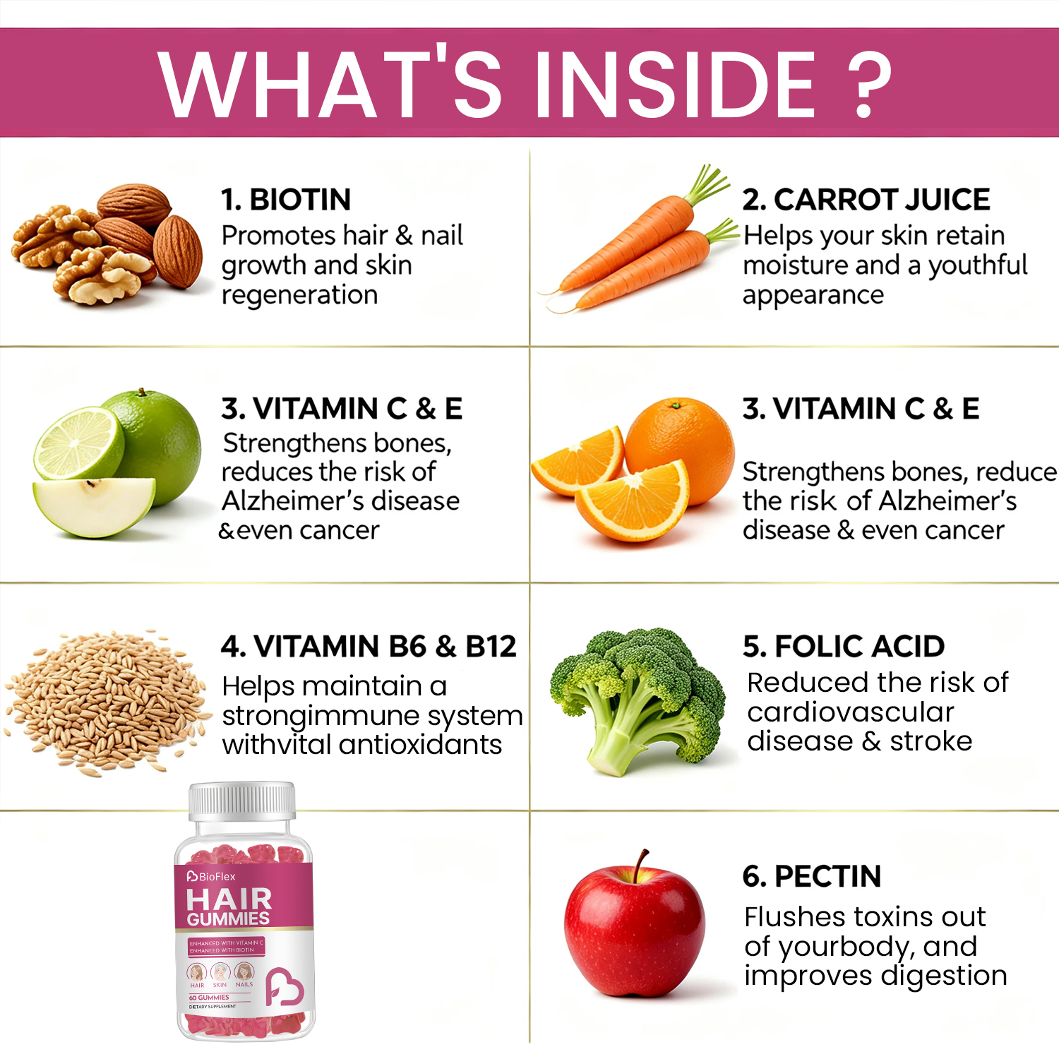 Bioflex Private Label Dietary Supplement 10000mcg Biotin Gummy Hair Multivitamin Gummies Biotin Gummies for Hair Skin and Nails