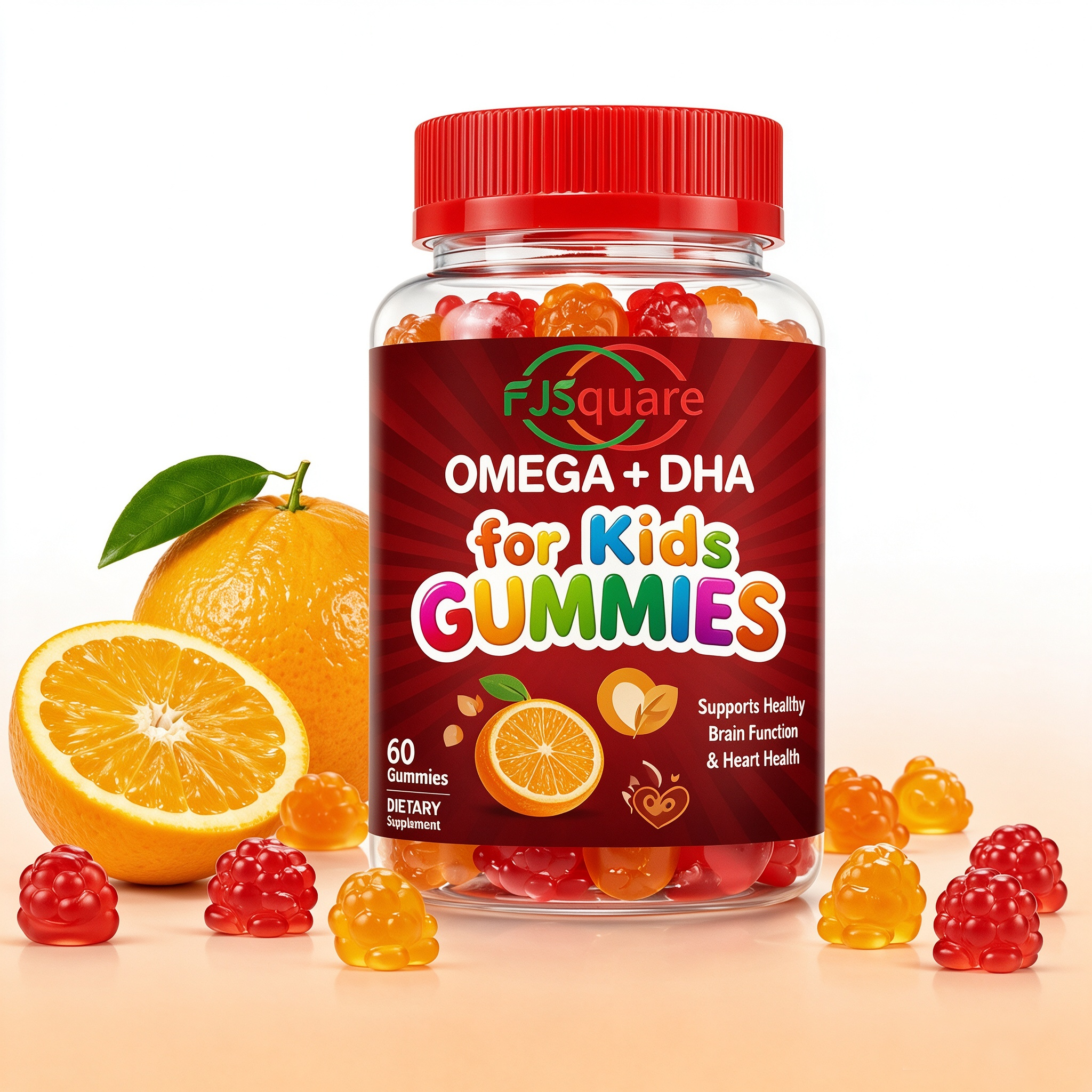 OEM/ODM Private Label Pure Organic Kids DHA Omega-3 Fish Oil Gummies 60 Count Certified Organic Immunity Memory Support