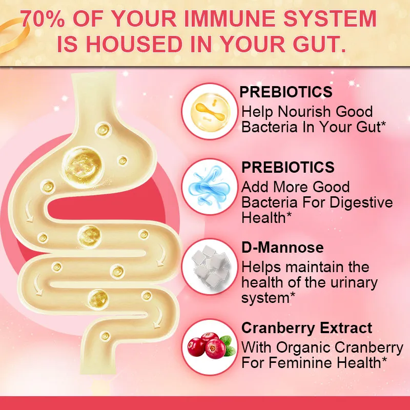 Private Label Vaginal Heathy Food Gut Immune Vitamin Women's Probiotic Gummies Supplements