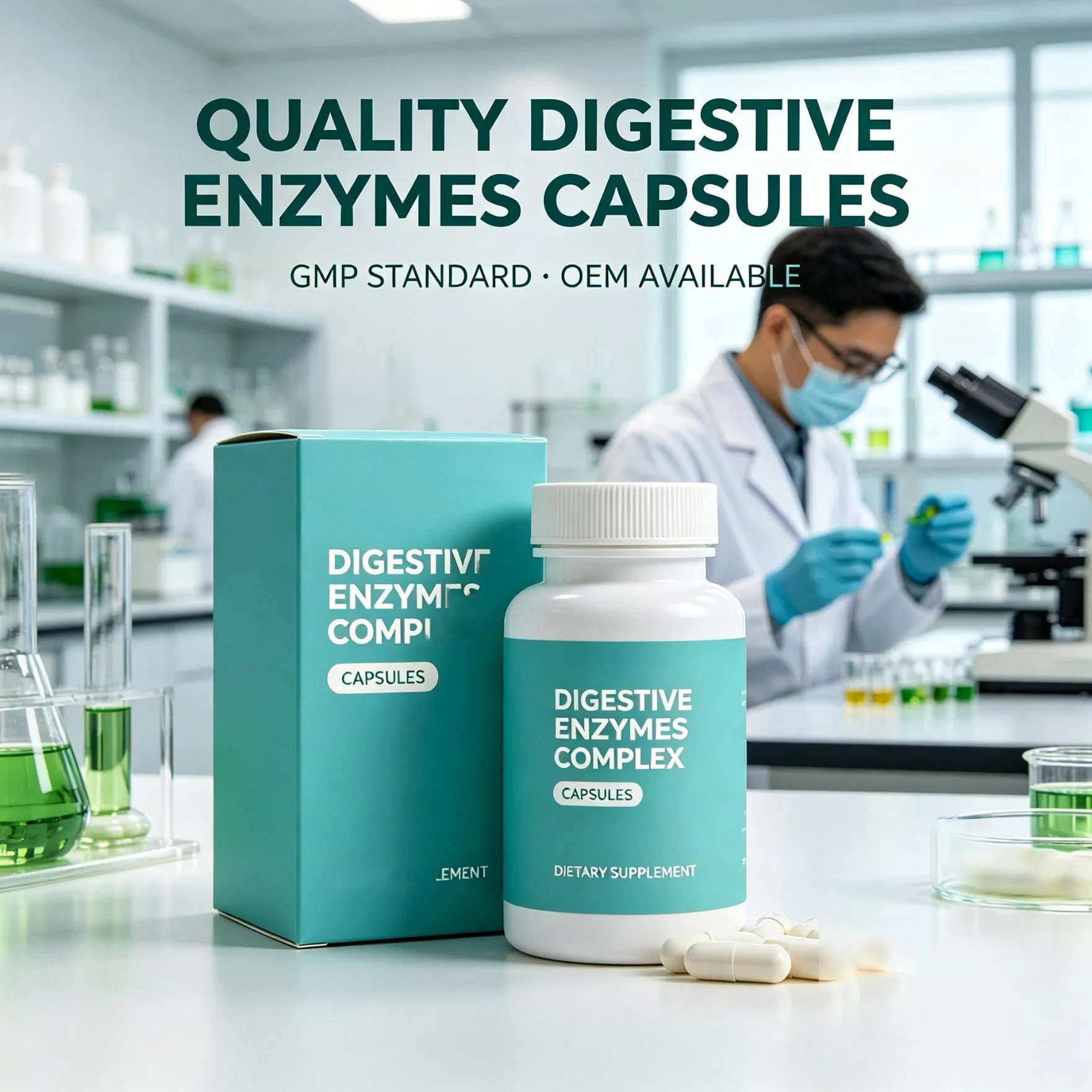 Organic Digestive Enzymes Complex with Probiotics &amp; Magnesium Glycinate Daily Gut Support