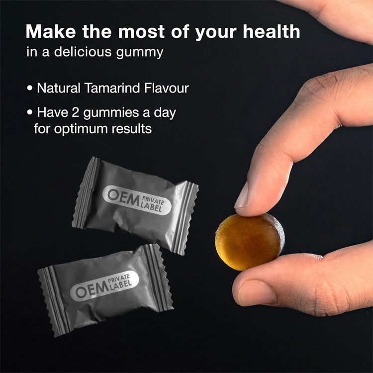 Private Label Shilajit Gummy Candy Dietary Fiber Pure Himalayan Fudge Healthcare Supplement Immune Support Adult 60