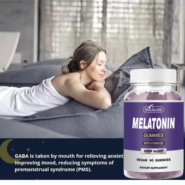 Blochealth OEM Halal GABA Melatonin 6o-Count Deep Sleep Gummy Nutritional Supplement 1omg Melatonin for Adults Vitamins Newborns