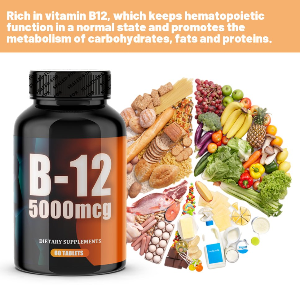 Vitamin B12 5000mg Tablets Dietarty Supplement Accelerate The Metabolism of Fat and Protein Powder