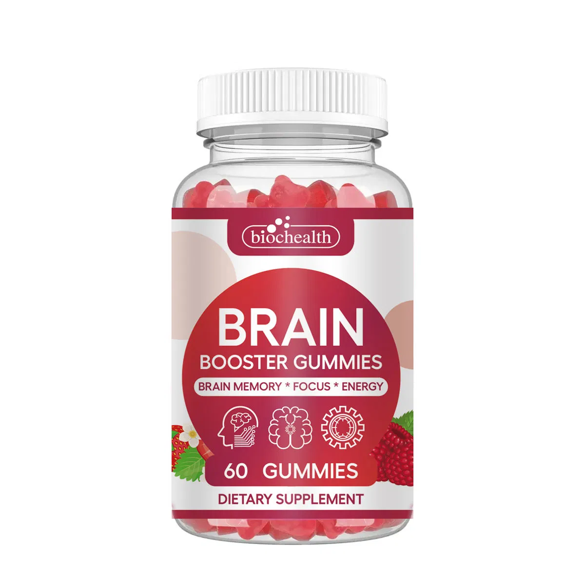 Biocaro Brain Supplement for Memory, Focus &amp; Concentration+Cognitive with Vitamins B6 &amp; B12 Nootropics Gummies