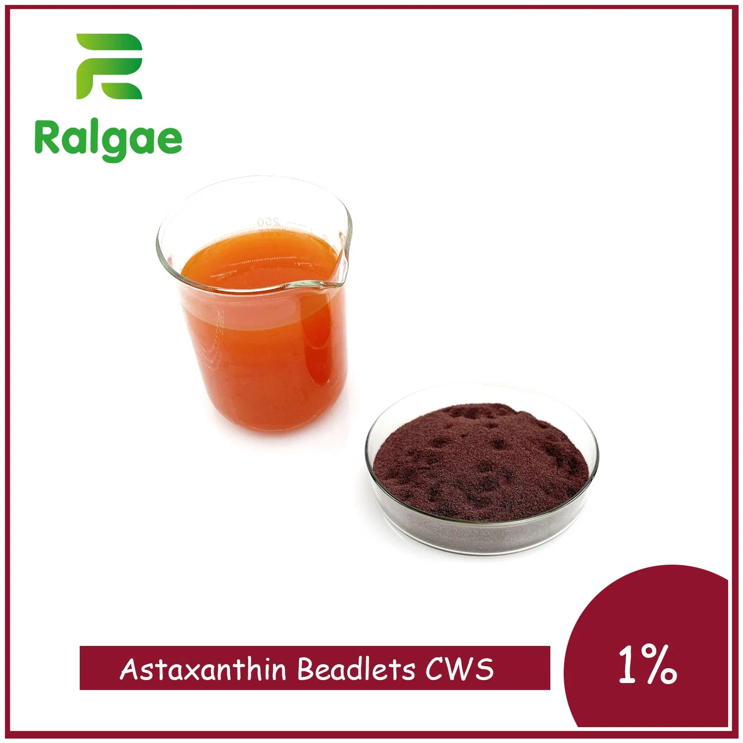 Food Grade Haematococcus Astaxanthin Natural Microalgae Beadlets Food Additive 1%