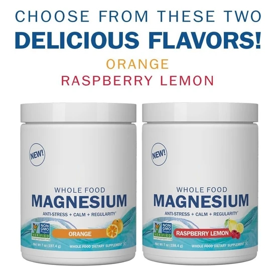 Whole Food Magnesium Powder. Anti-Stress+Calm+Regularity. Organic Whole Foods Non GMO Vegan&Vege Vitamins, Minerals Supplement