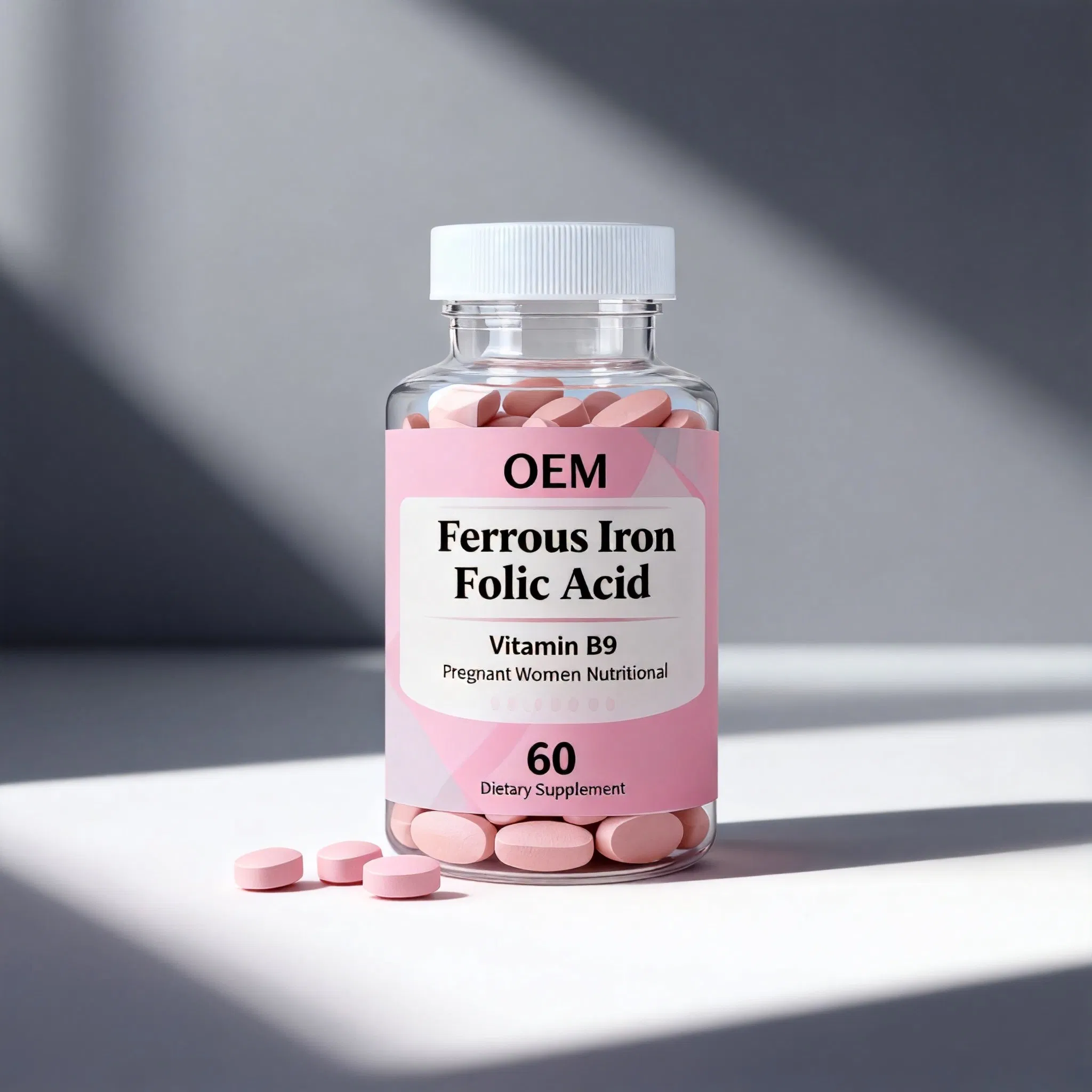 Pregnant Women Nutritional Supplement Ferrous Iron Folic Acid Vitamin B9 Tablets Customized Packaging