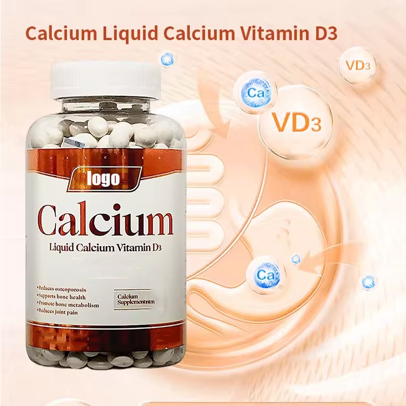Customized Private Label Vitamin D3 &amp; Calcium Softgel Capsules Nutritional Supplement for Adults