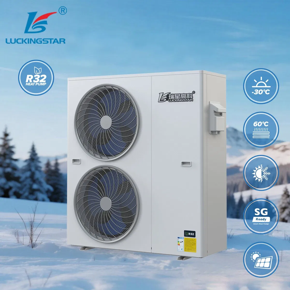 Europe Popular Stored Energy Saving R32 Multi-Function Heating and Cooling Air to Water Heat Pump for House