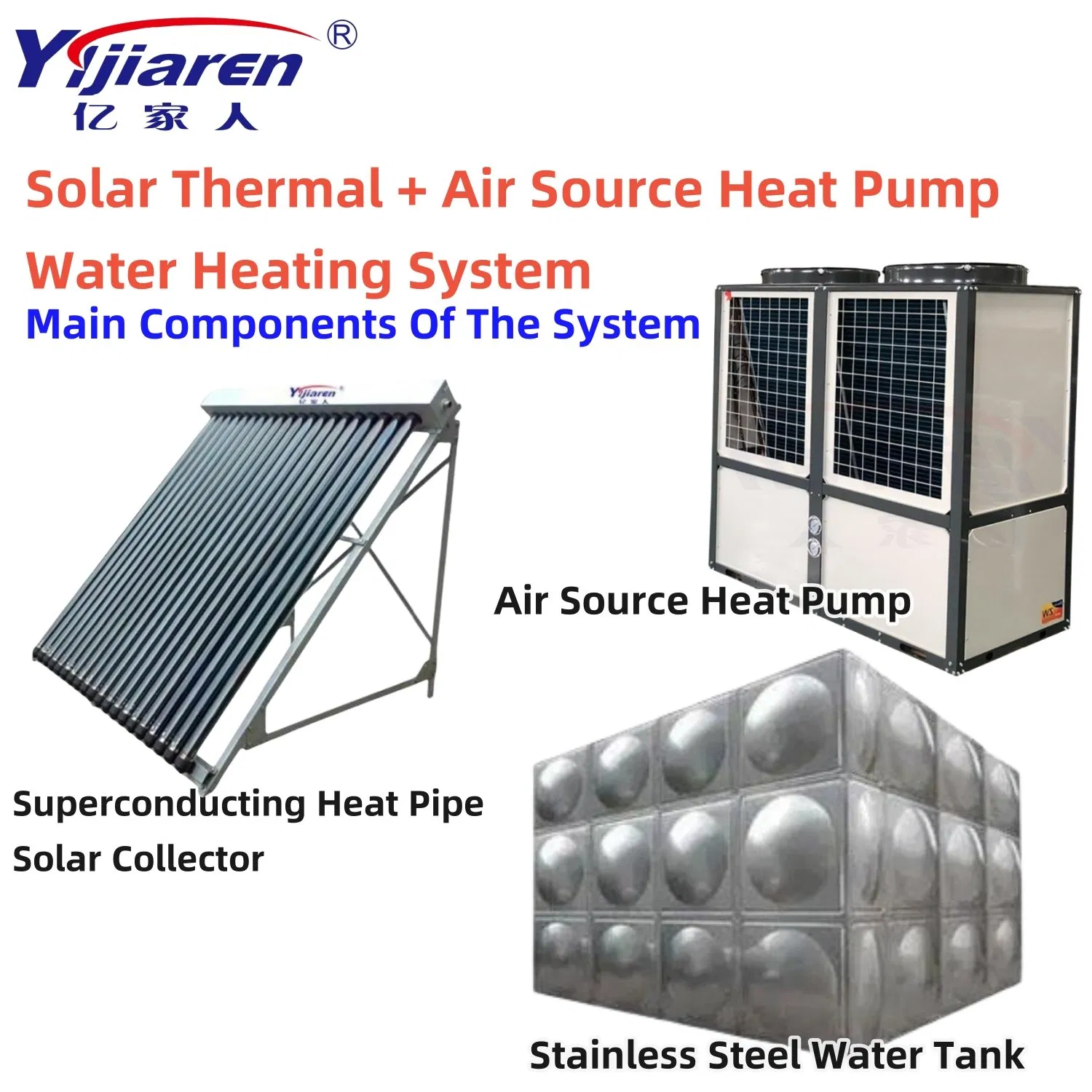 Eco-Friendly Heat Pipe Solar Collector Air to Water Heat Pump for Hotels Hot Water Solution