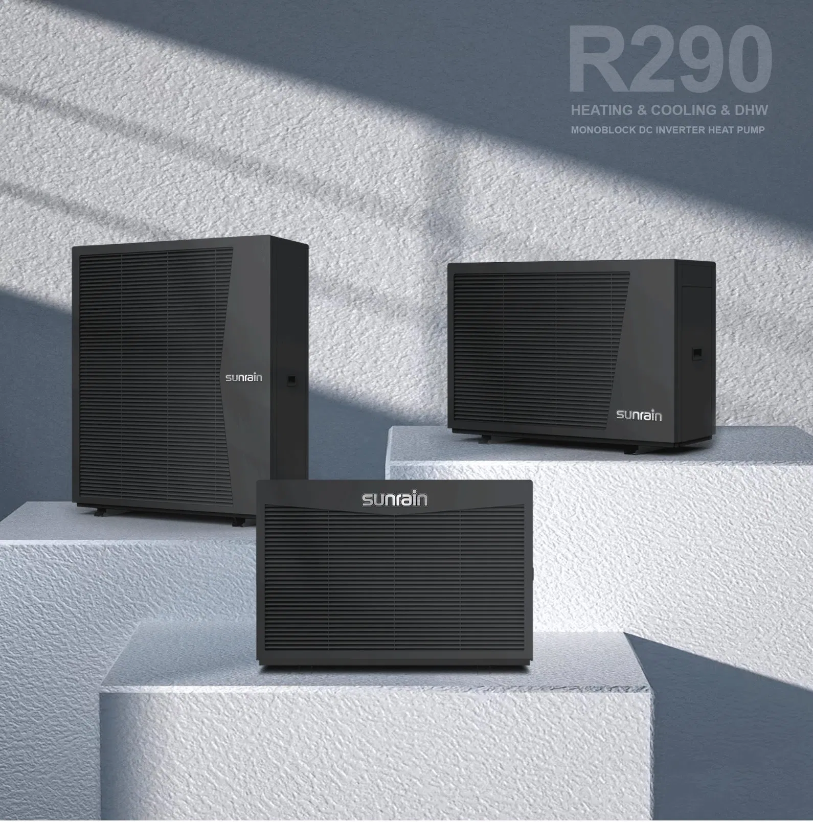 Sunrain 75c High Temperature Monobloc R290 Multifunction Heat Pump for Home Heating Cooling and Hot Water Supply