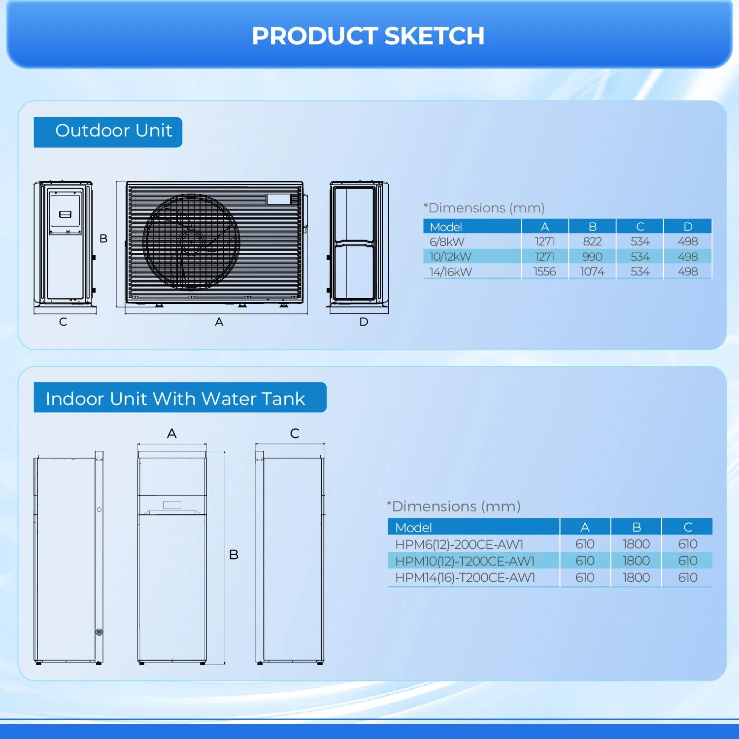 Best Heat Insulating High Cop Hot Water Heating and Cooling Domestic Systems 12kw 230V R290 DC Inverter All in One Heat Pump Dhw