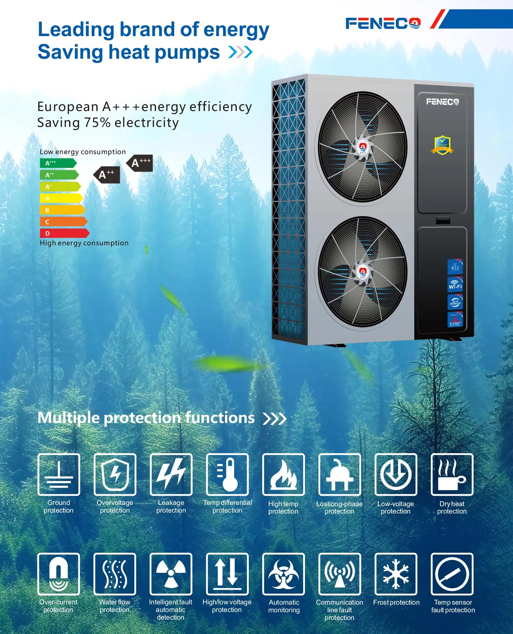 High Quality Latest Design Air Source Heat Pump Multi-Function Heat Pump Heating/Cooling/Dhw