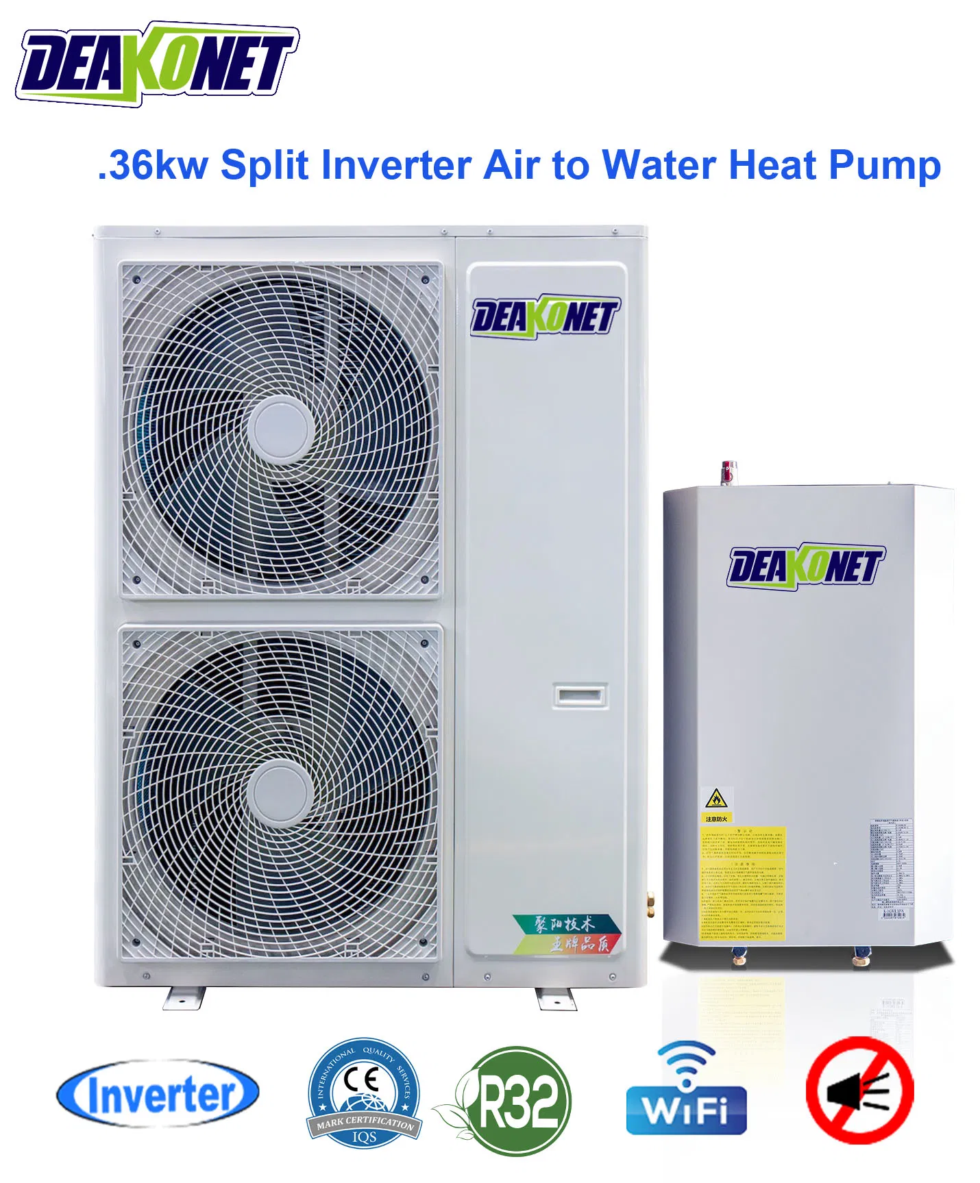 36kw Evi Inverter Air to Water Heat Pump Split Type R32