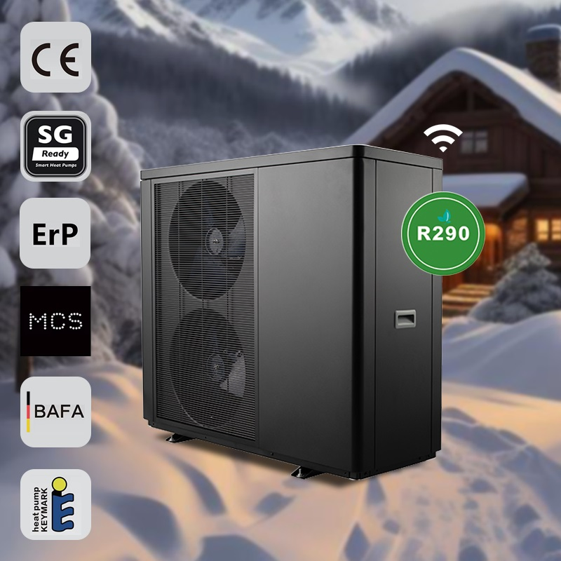 R290 Monoblock DC Inverter Domestic Air Source Air to Water Heat Pump Heating Cooling 75º C Hot Water a+++