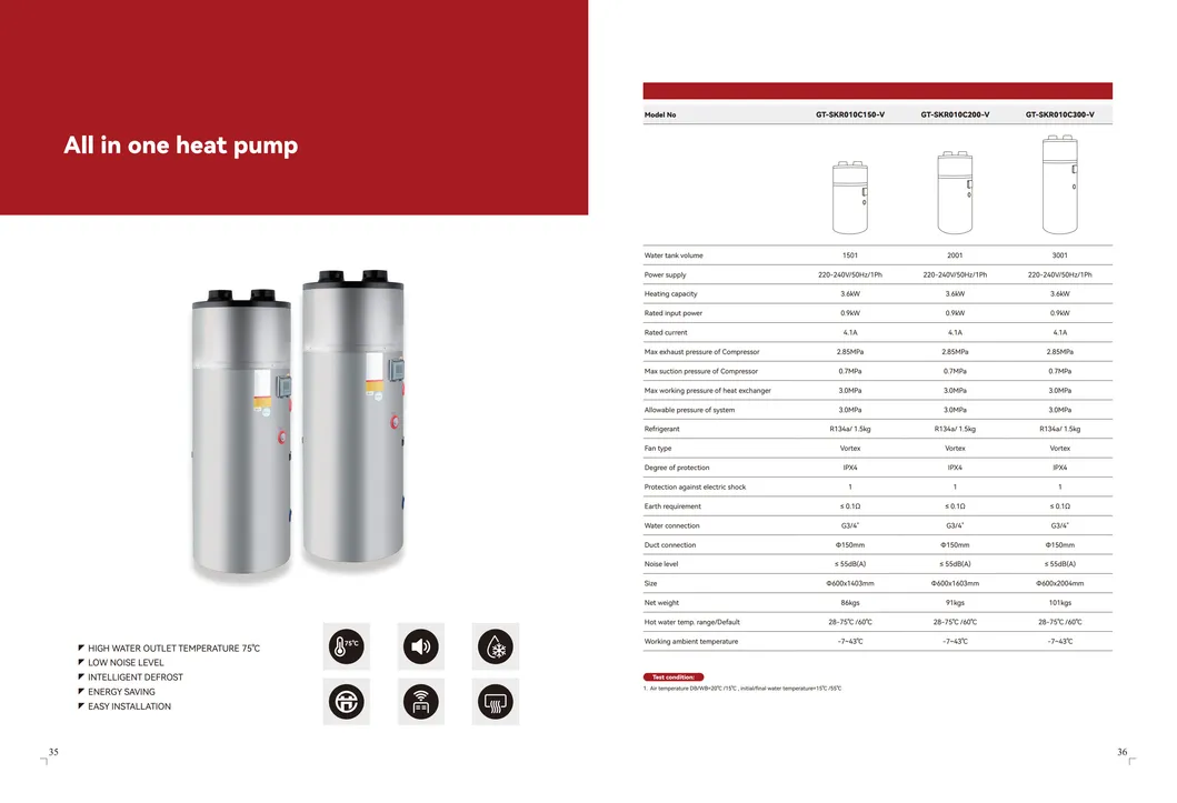 High Water Temperature Air Source All in One Heat Pump Water Heater