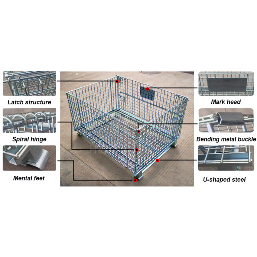 Heavy Duty Collapsible Wire Mesh Storage Cage with Wheels | Industrial Stackable Steel Warehouse Container