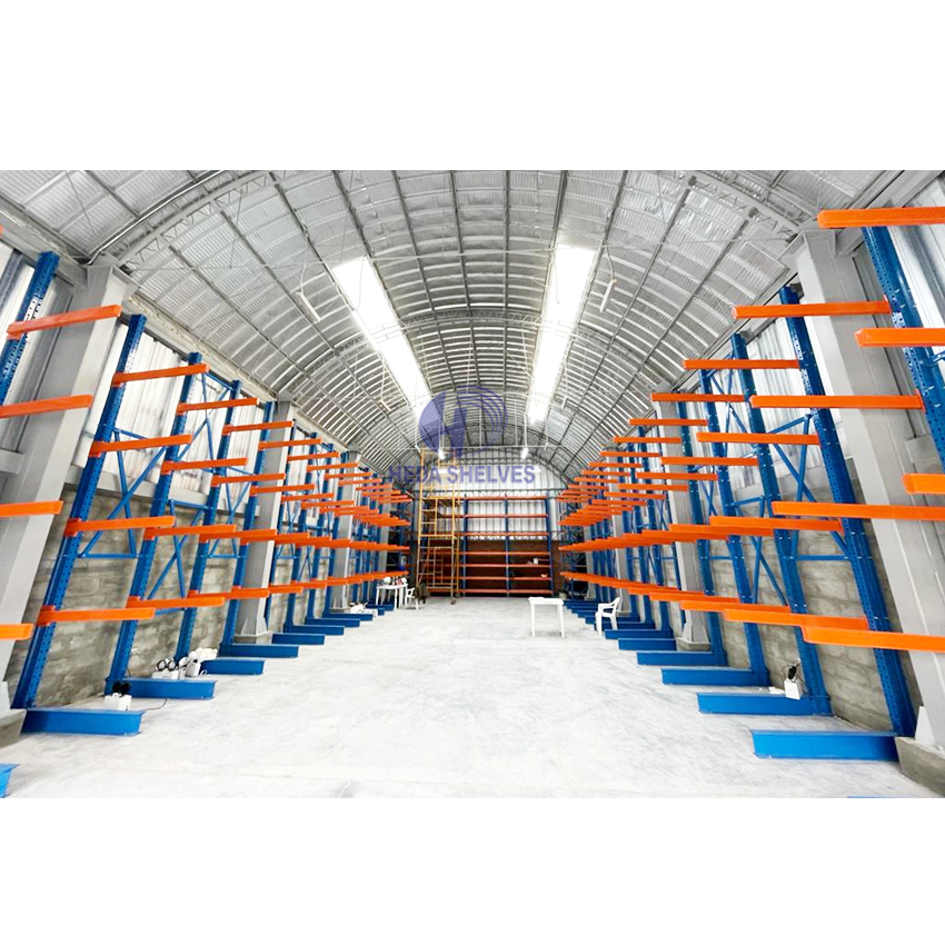 Heavy Duty Cantilever Rack System for Warehouse Storage Steel Beams Metal Pipes Lumber and Other Long Items