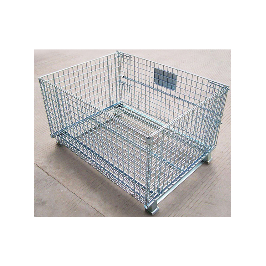 Heavy Duty Collapsible Wire Mesh Storage Cage with Wheels | Industrial Stackable Steel Warehouse Container