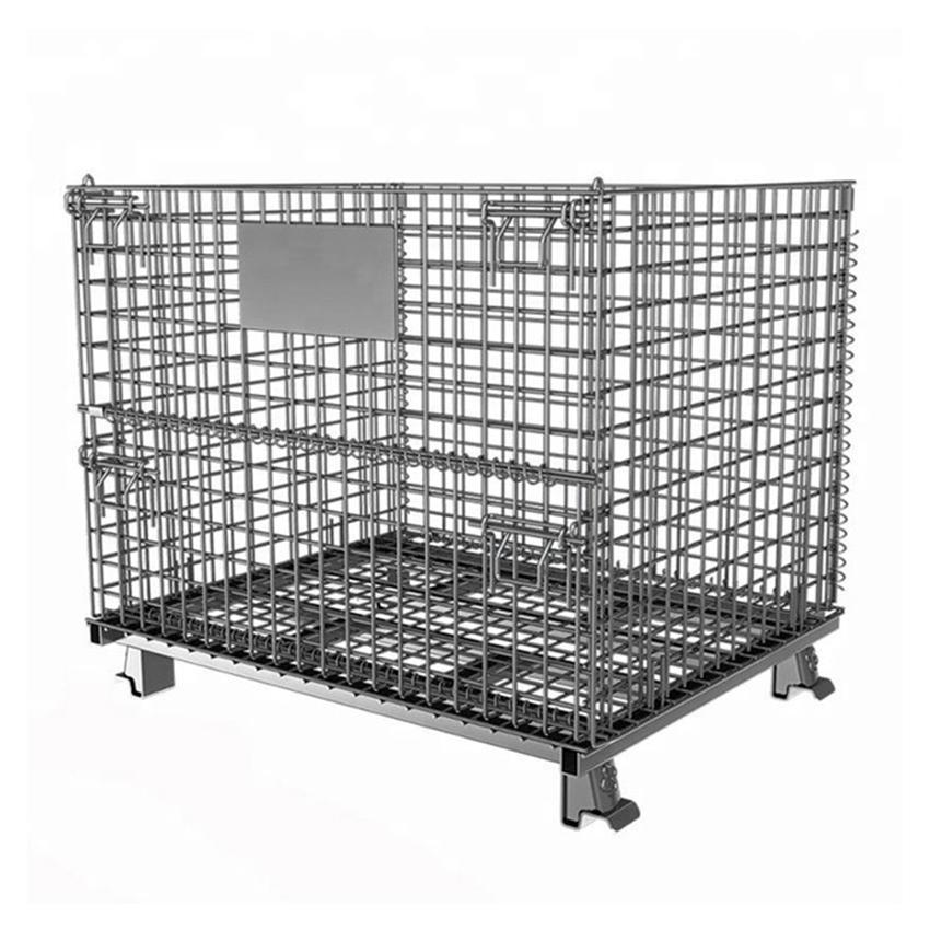 Heavy Duty Collapsible Wire Mesh Storage Cage with Wheels | Industrial Stackable Steel Warehouse Container