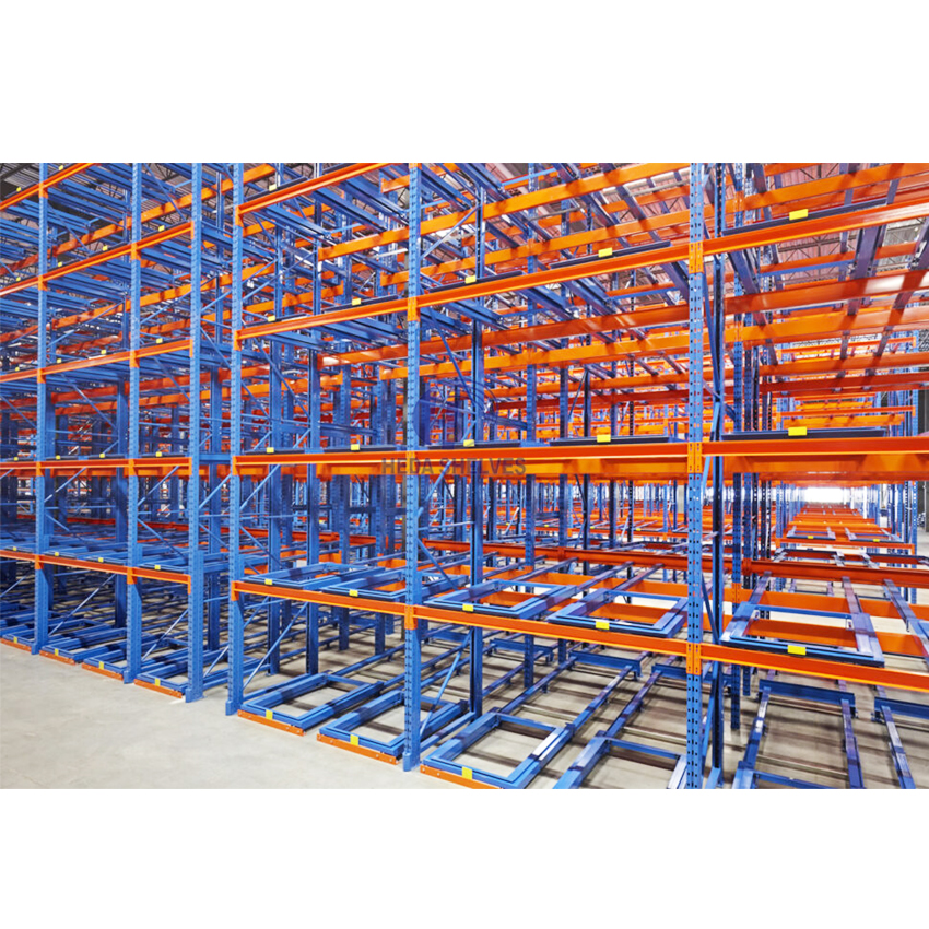 High-Density Steel 5-Layer Push-Back Pallet Racking System Heavy-Duty Warehouse Storage Solution