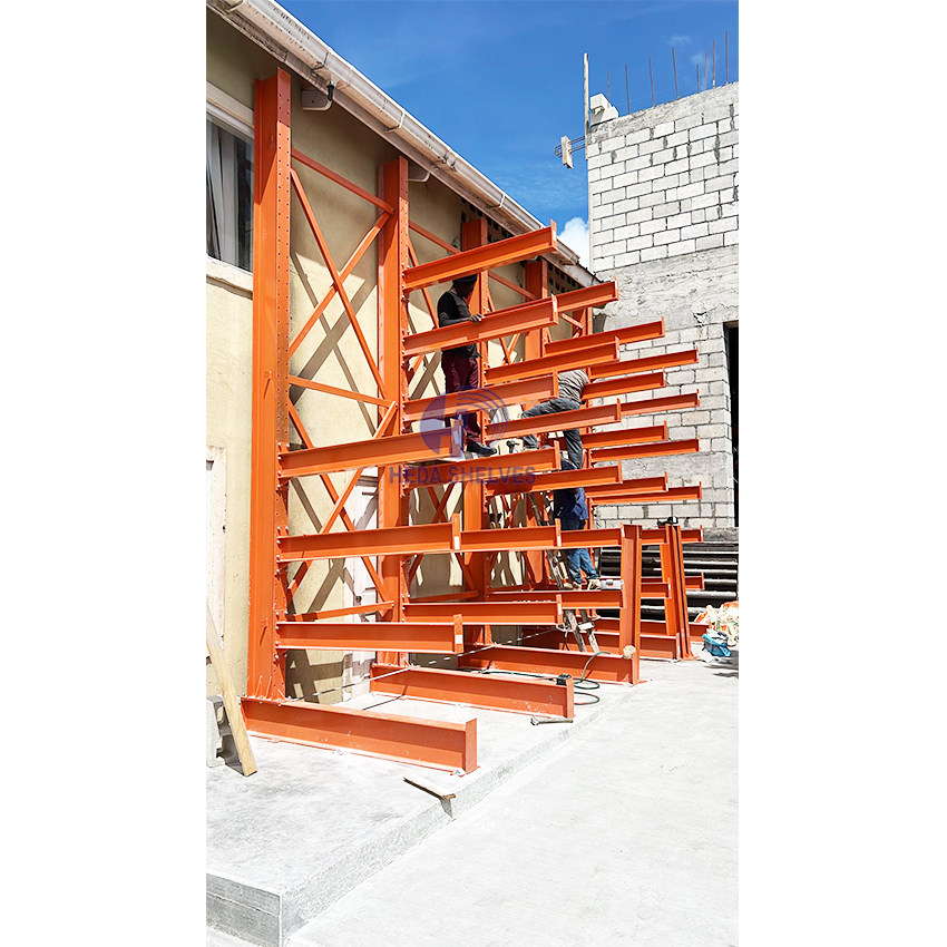 Maximum Storage Rack Heavy Duty Cantilever Racking System for Storing Long Pipes Lumber Adjustable Arms