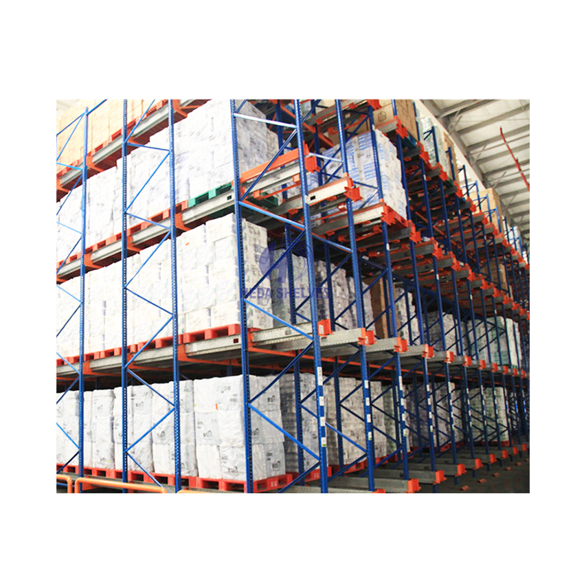 Drive-In Pallet Rack System Warehouse Storage Drive in Racking System with LIFO Organization High-Density Steel Heavy Duty