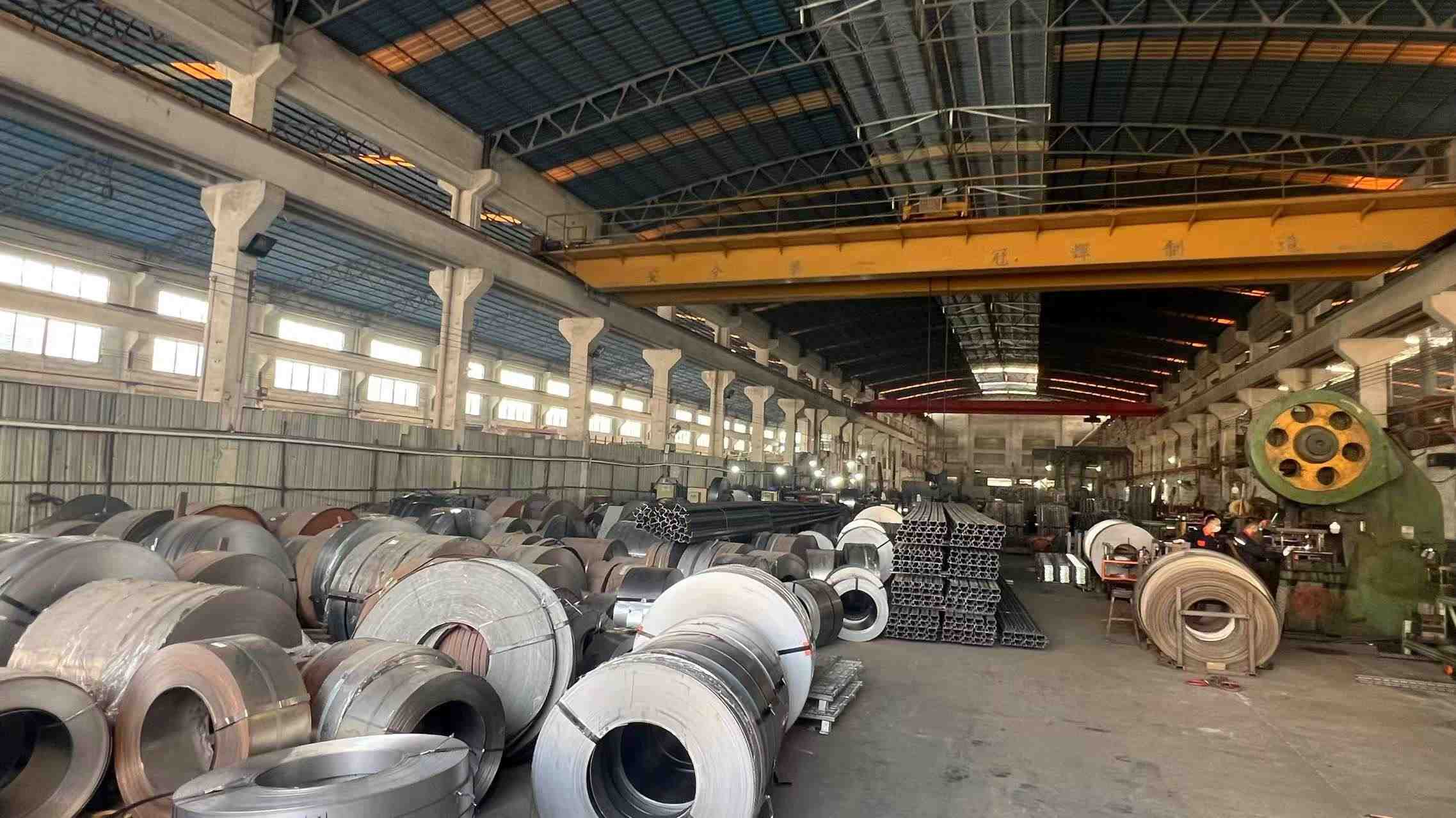 Raw steel materials for warehouse racking production