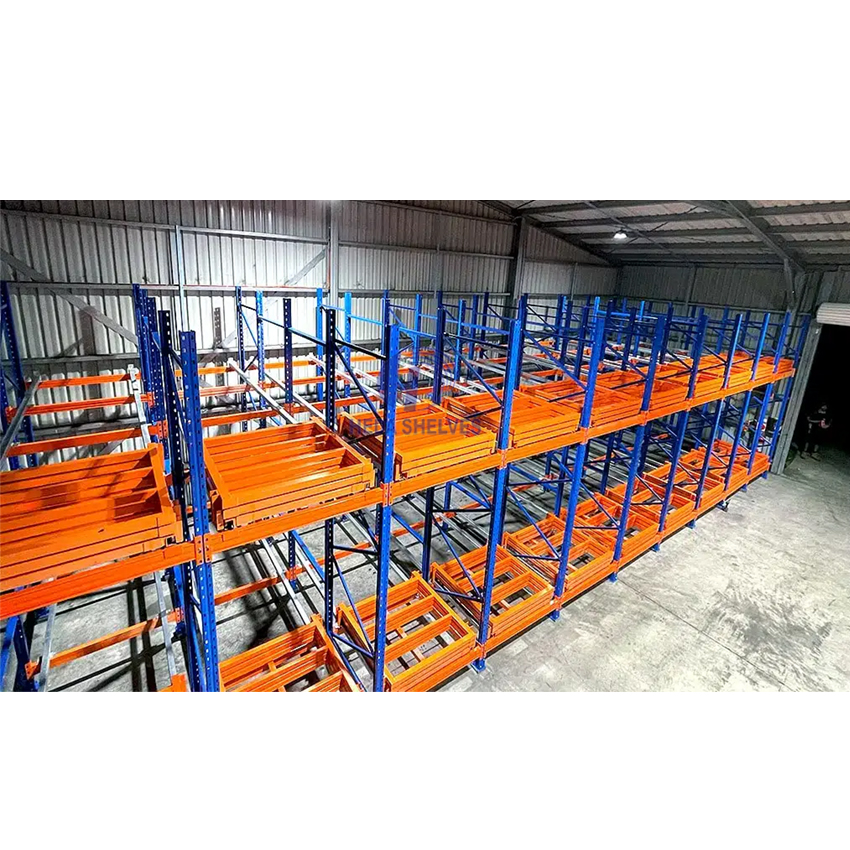 High-Density Steel 5-Layer Push-Back Pallet Racking System Heavy-Duty Warehouse Storage Solution