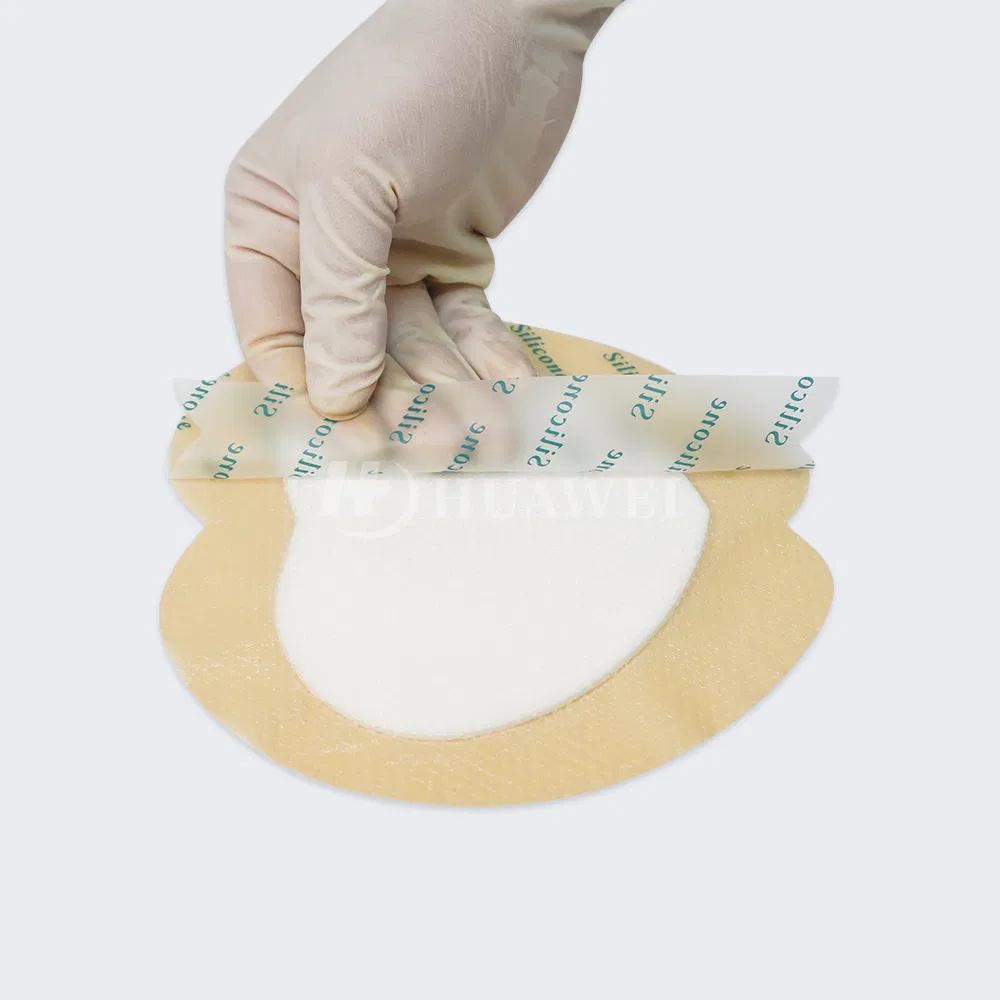 ضمادة رغوة سيليكون مقاومة للماء ذات حواف لاصقة لعلاج الجروح لل incision والضغط والقرحة السكرية مع شهادة CE وFDA
