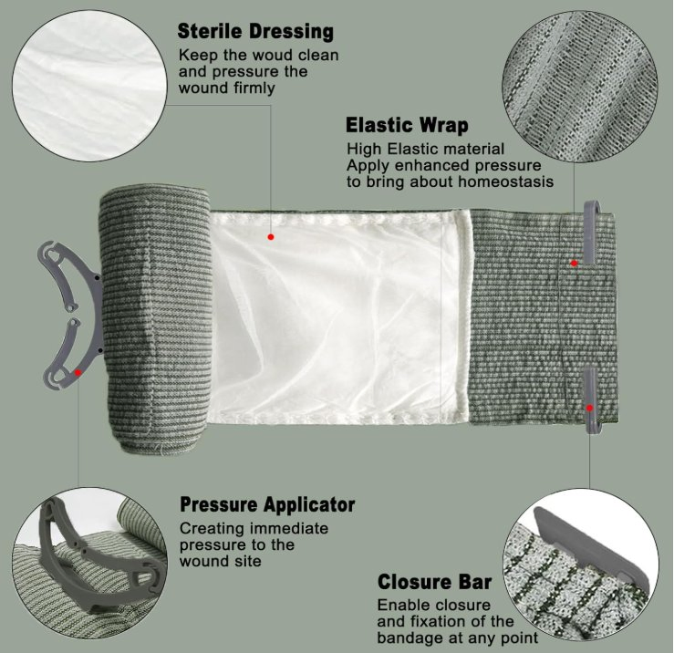 Israeli Emergency Bandage, 4" 6" Compression Bandage, Trauma Wound Dressing, Bleeding Control, Medical Trauma Kit, Combat Tactical First Aid Ifak Supplies
