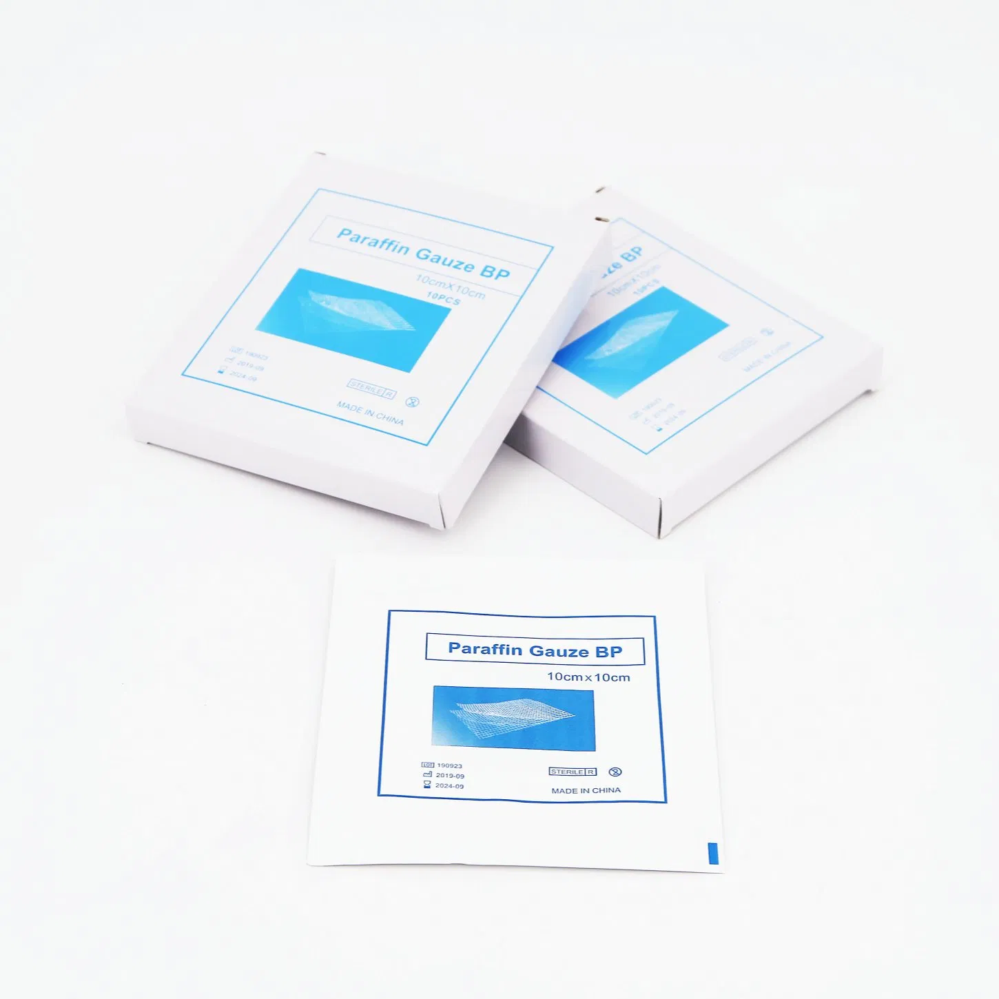 ضمادة جراحية معقمة قابلة للاستخدام مرة واحدة 10X10cm 5X5cm شبكية حروق، شاش، فازلين، شمع بارافين مع شهادة CE/ISO