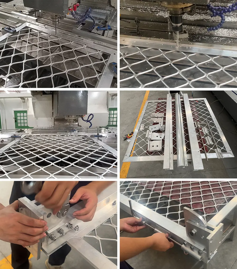Production installation layout for helipad safety net