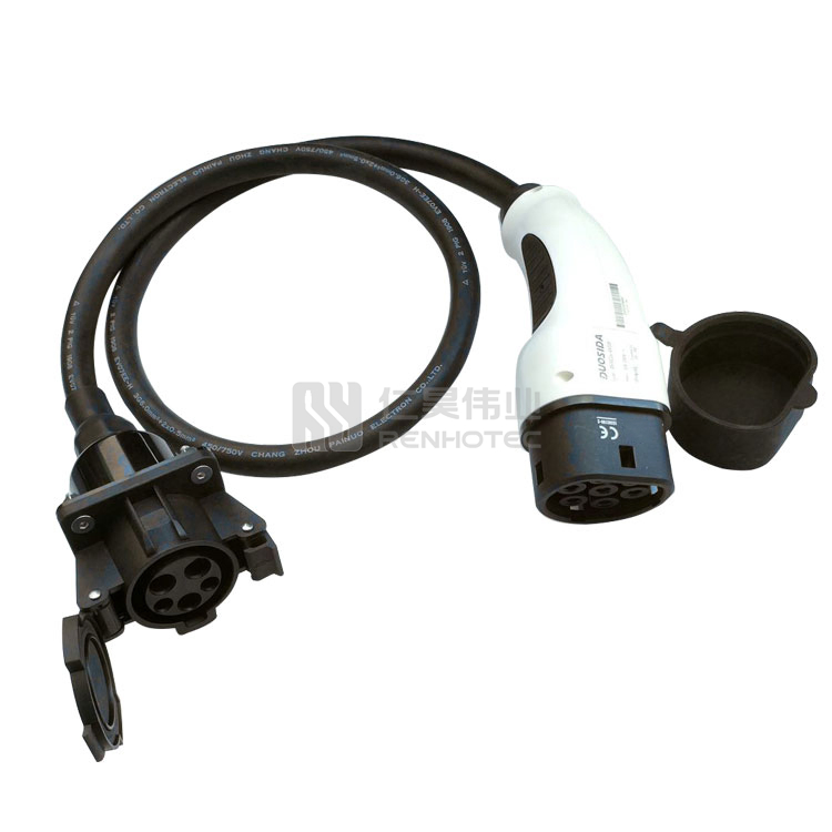 EV Charger Connector Cable Type 1 Male Socket to Type 2 Female Charging Plug Adapter 16A / 32A IEC 62196 Standard Electric Vehicle Car Accessories 1 Meter