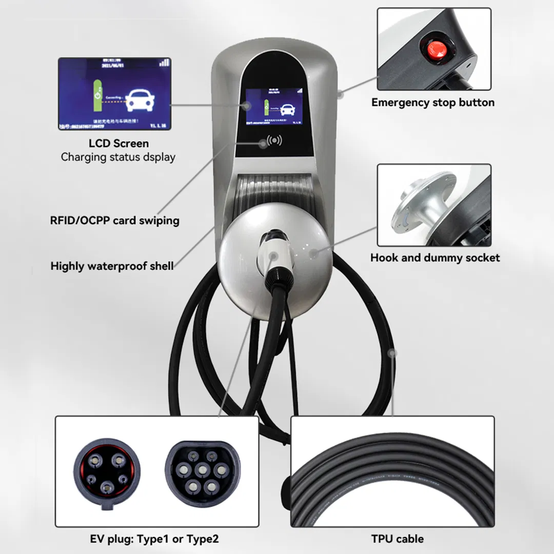 Level 2 AC Electric Car Charger 16A 32A Wallbox EV Charger 7kw