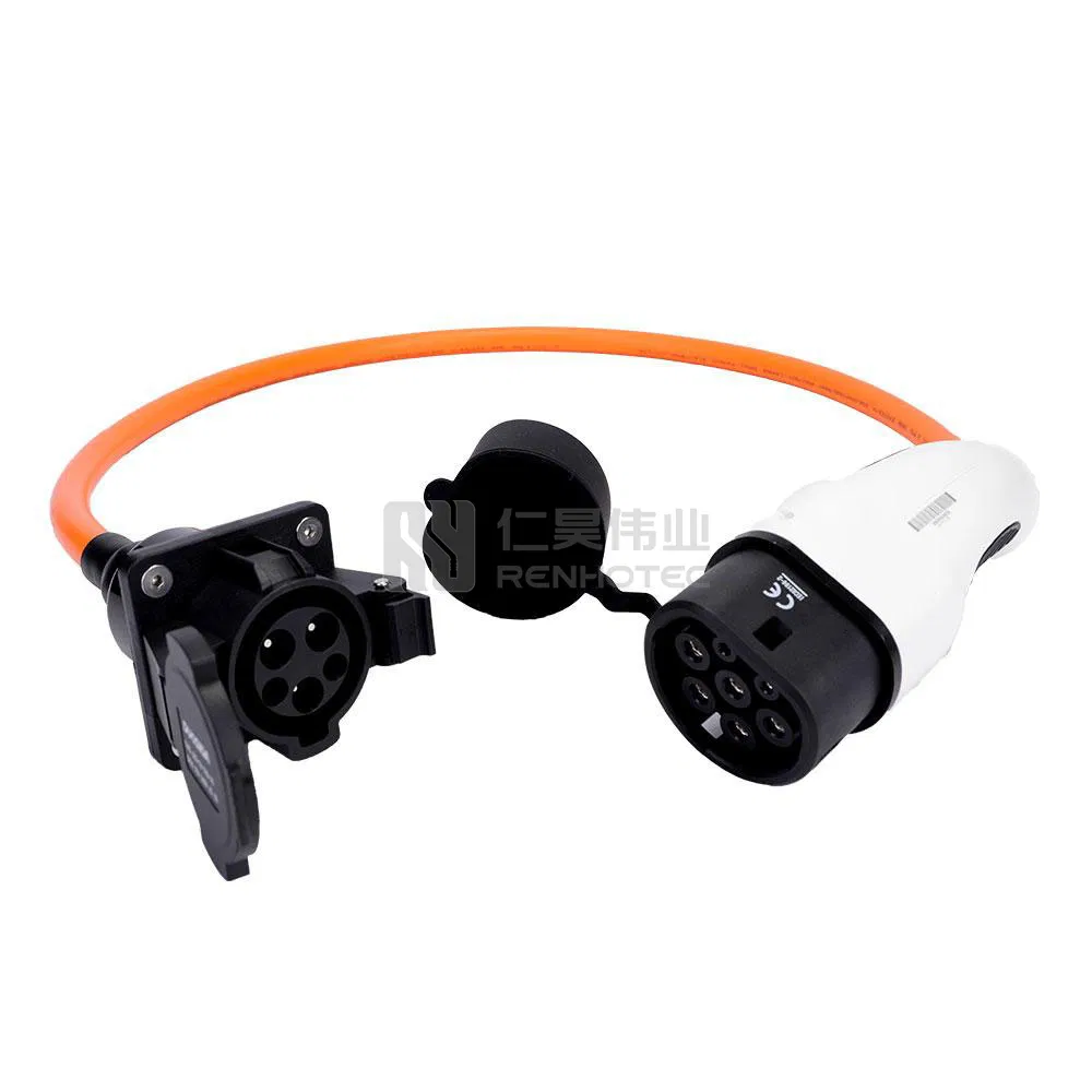 EV Charger Connector Cable Type 1 Male Socket to Type 2 Female Charging Plug Adapter 16A / 32A IEC 62196 Standard Electric Vehicle Car Accessories 1 Meter