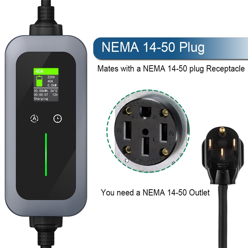 Level 2 Portable EV Charger 40A J1772 Home Charging Station