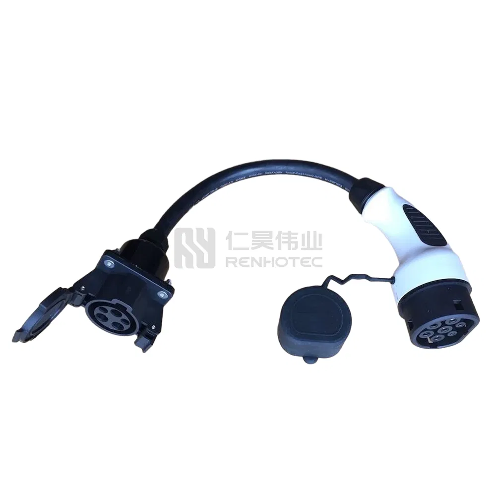 EV Charger Connector Cable Type 1 Male Socket to Type 2 Female Charging Plug Adapter 16A / 32A IEC 62196 Standard Electric Vehicle Car Accessories 1 Meter