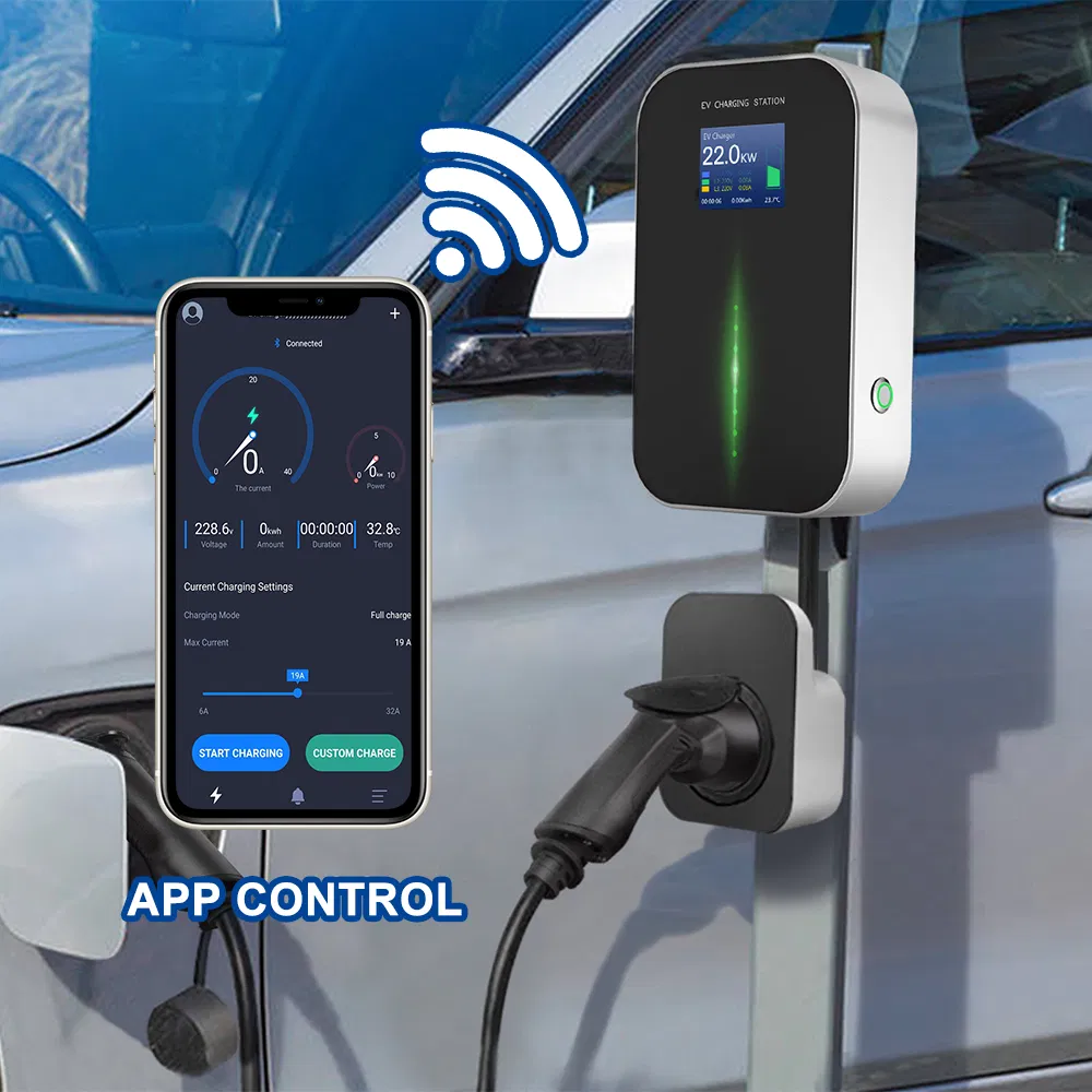 EV Car Smart Wireless 22kw Wallbox Charger with EV Socket