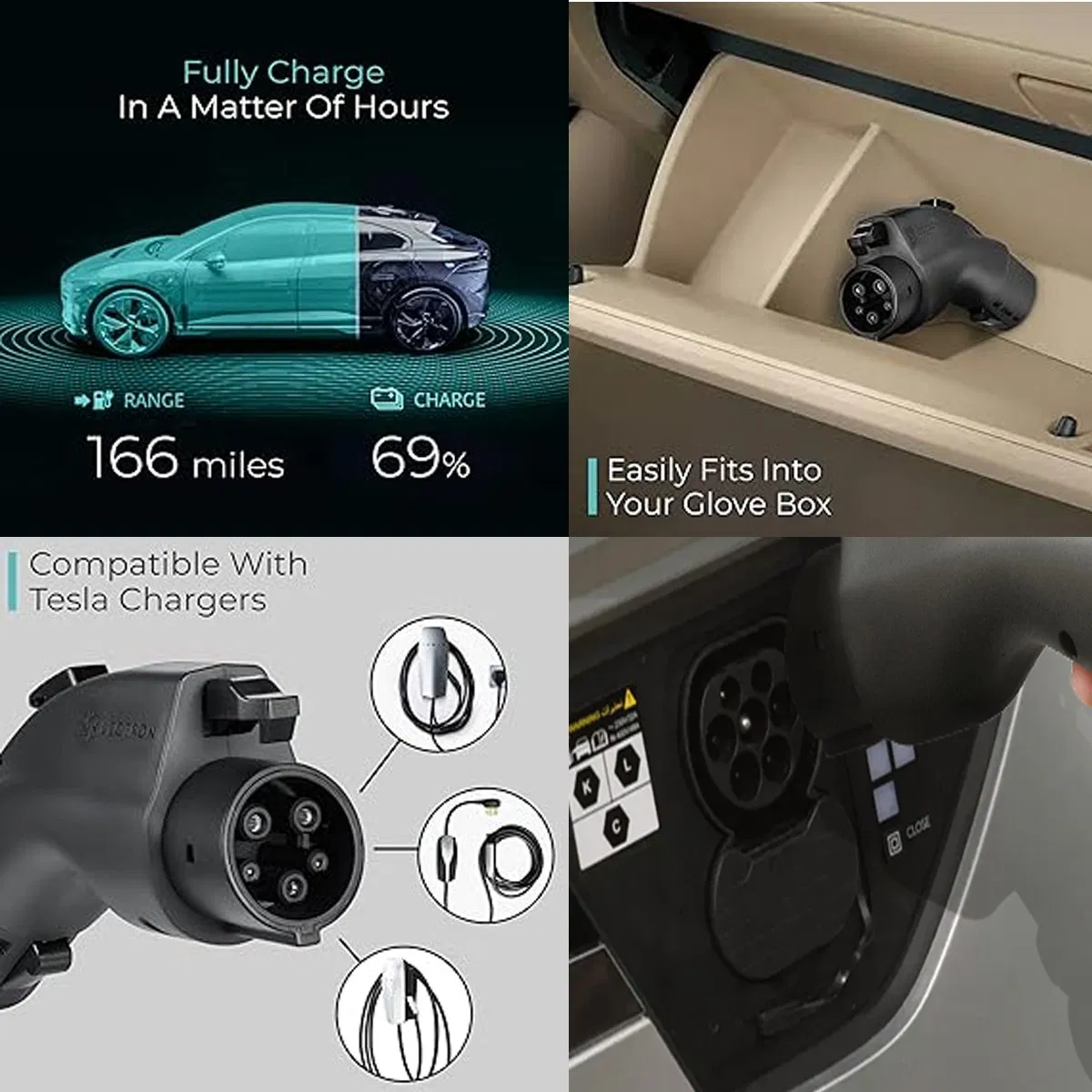 EV Charger Adapter J1772 to Tesla Charging Connector Type 2 to Type 1 GB/T to IEC 62196 Plug Adapter for Electric Car Accessories