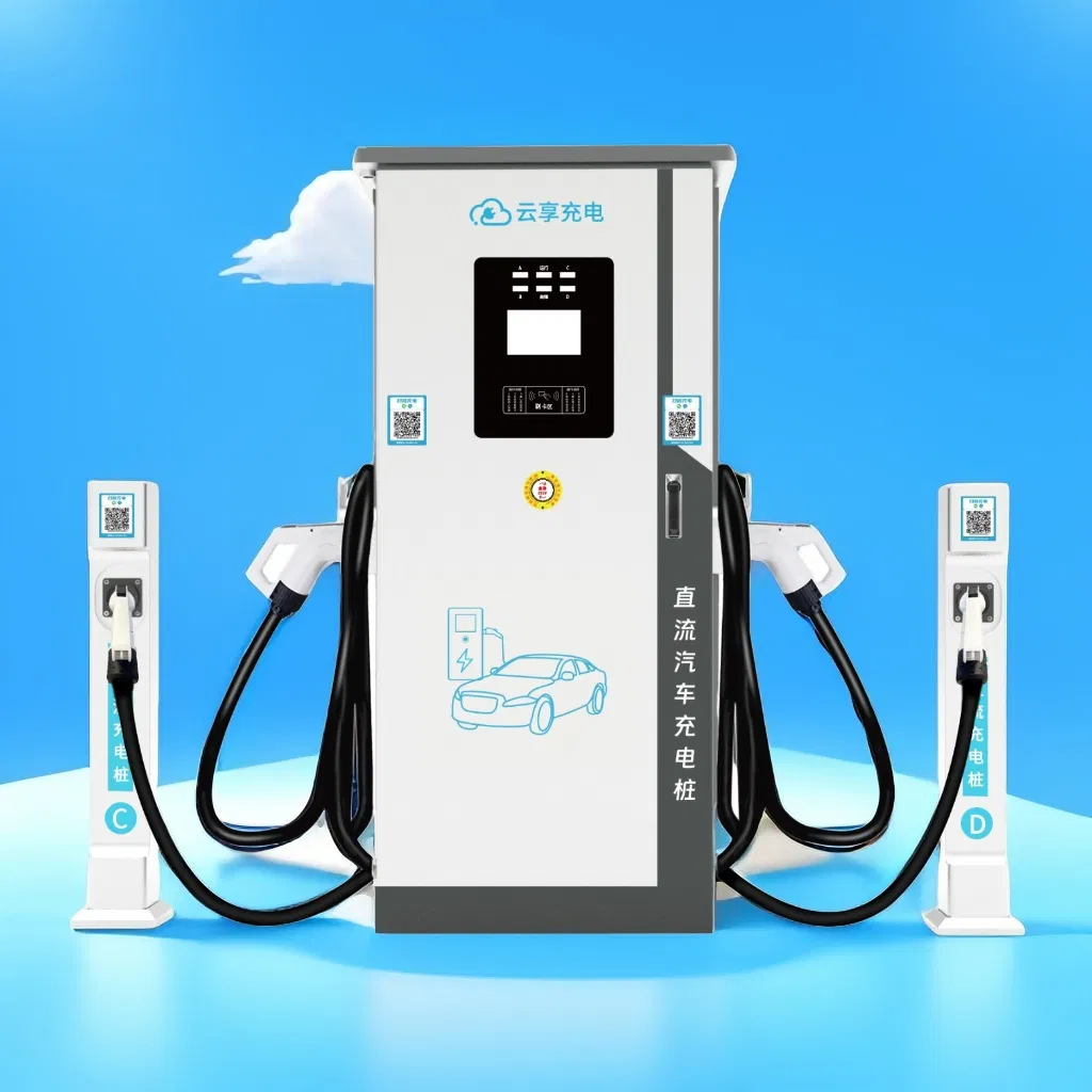 Compact Floor Type Design for Garage/Workplace, Space-Saving 4-Port EV Charging Station