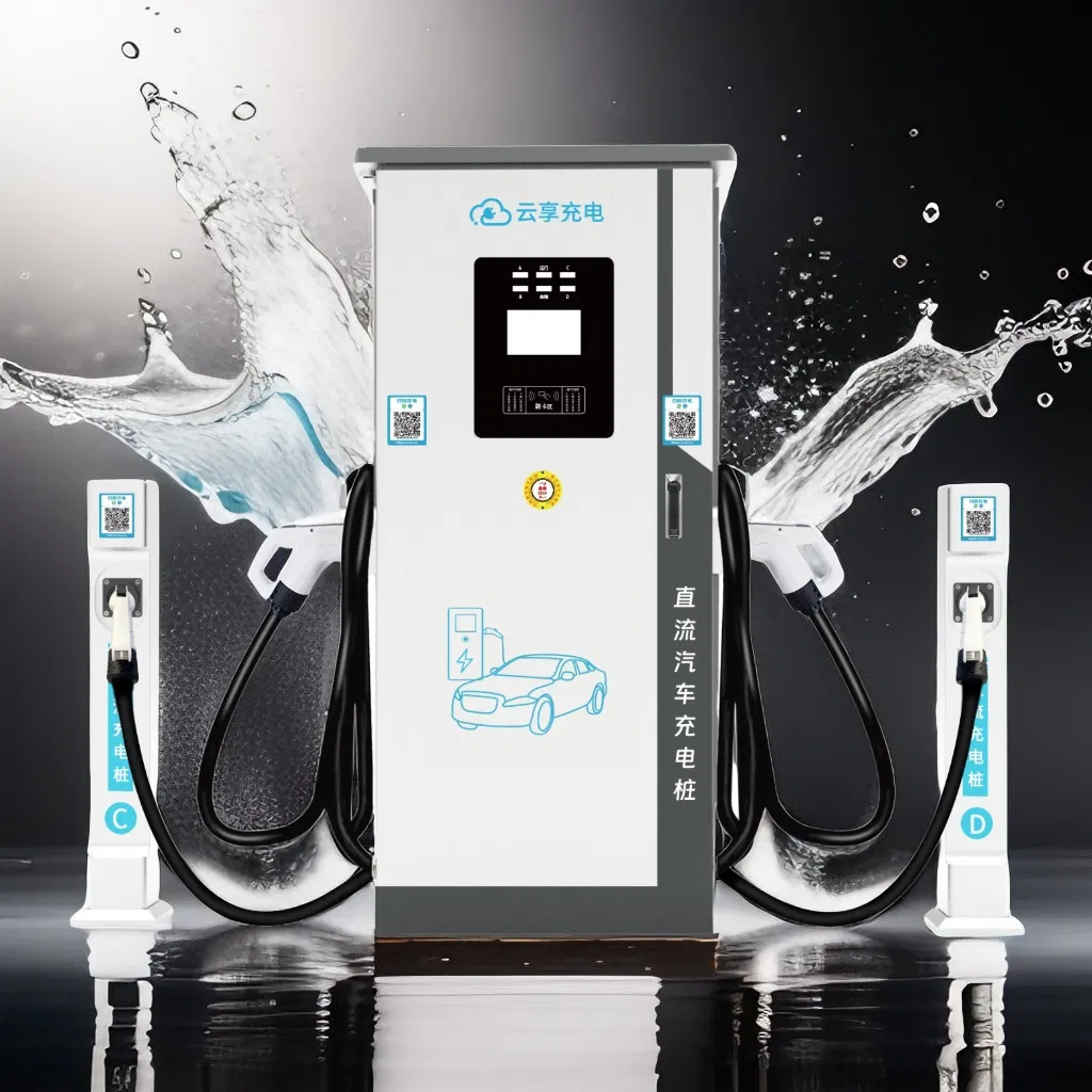 Compact Floor Type Design for Garage/Workplace, Space-Saving 4-Port EV Charging Station