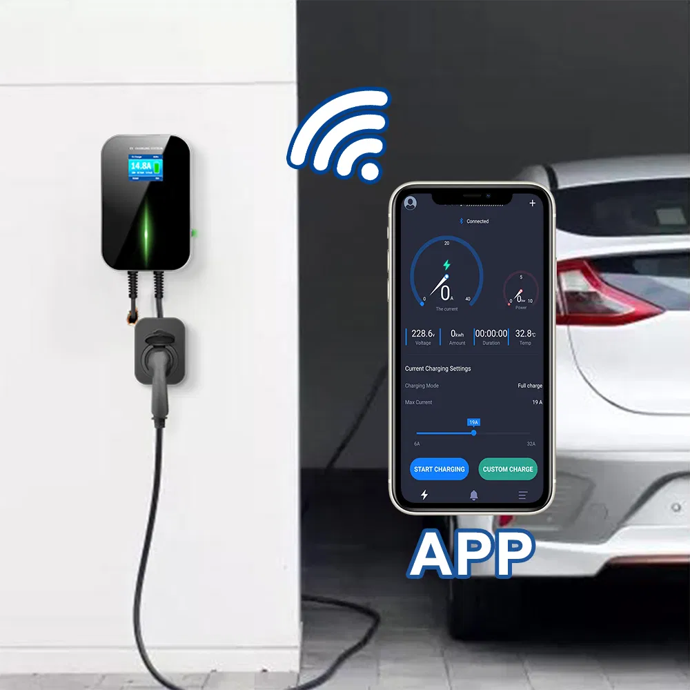 EV Car Smart Wireless 22kw Wallbox Charger with EV Socket